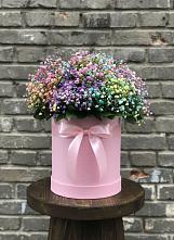Цветочная композиция из Гипсофила и Розы в шляпной коробке в Пионерский Ханты-Мансиский АО
