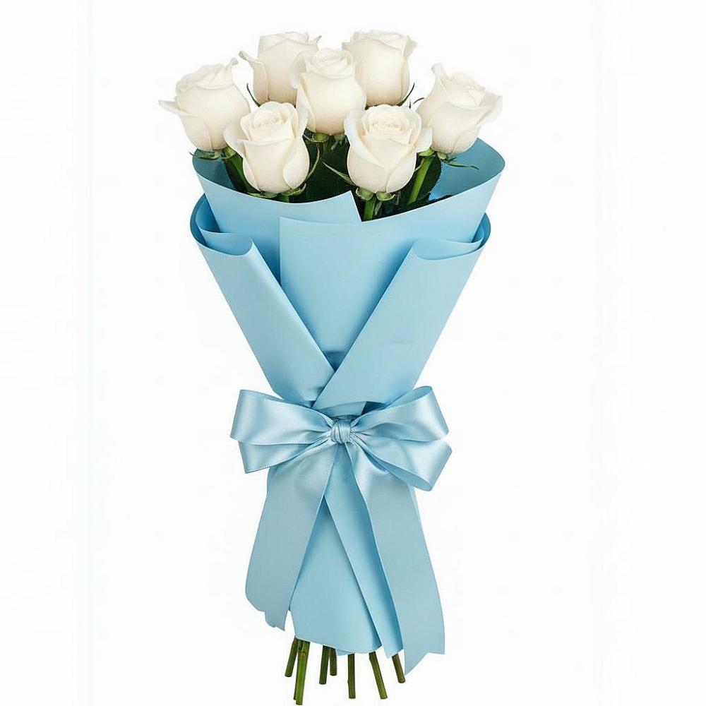 Букет 7 белых роз Проуд в Пионерский Ханты-Мансиский АО
