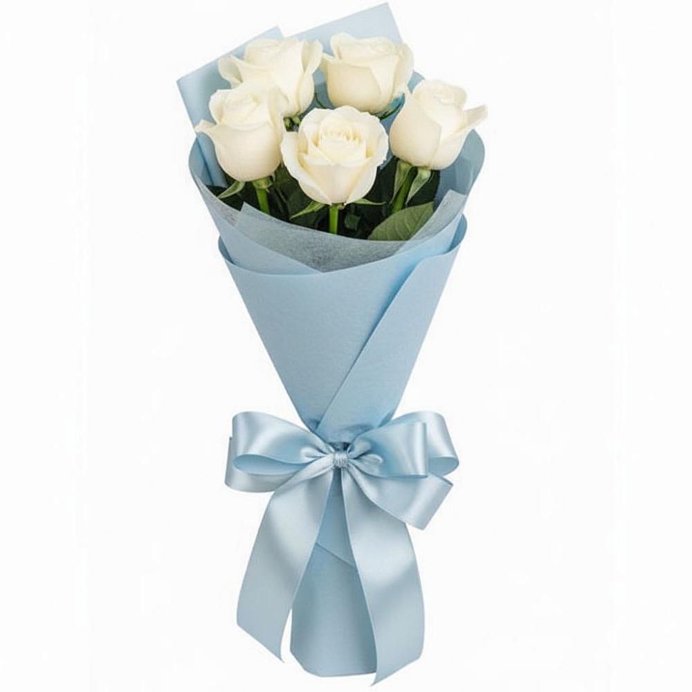 Букет 5 Белых роз Проуд в Пионерский Ханты-Мансиский АО