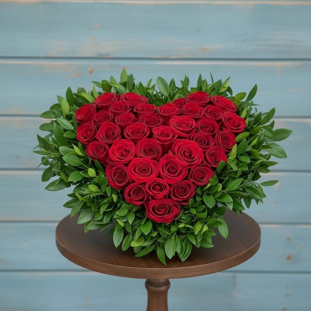 Цветочная композиция из Розы в виде сердца в Пионерский Ханты-Мансиский АО