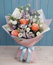 Букет цветов из:  Лизиантусы, Розы, Альстромерии и Гипсофила #REPLACE_PRED# Пионерский Ханты-Мансиский АО