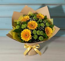 Букет цветов из:  Герберы и Хризантемы в Пионерский Ханты-Мансиский АО