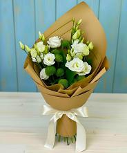 Букет цветов из:  Хризантемы и Лизиантусы #REPLACE_PRED# Пионерский Ханты-Мансиский АО