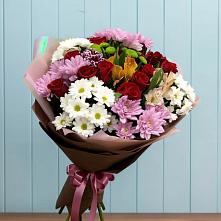 Букет цветов из:  Розы, Хризантемы и Альстромерии в Пионерский Ханты-Мансиский АО