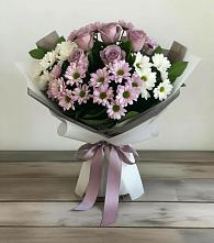Букет цветов из:  Хризантемы и Розы в Пионерский Ханты-Мансиский АО