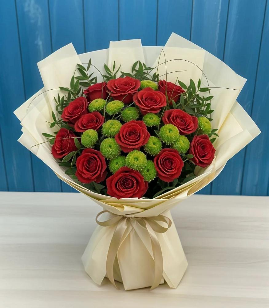 Букет цветов из: Розы и Хризантемы в Пионерский Ханты-Мансиский АО